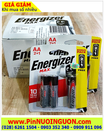 COMBO 01hộp (12vỉ=36viên) Pin AA 1.5v Energizer E91-BP3 (Loại vỉ 3viên) _Giá chỉ 438.000đ/Hộp 36viên